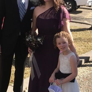 Gorgeous purple dress, one lace shoulder, NWOT